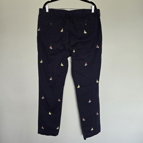 Polo Ralph Lauren Navy Stretch Straight Fit Sailboat Motif Chino Pants Sz 36X34 - Picture 7 of 12